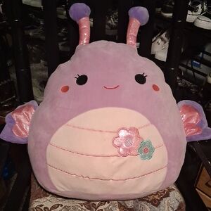 Squishmallows Purple and Pink Plush with Floral Design